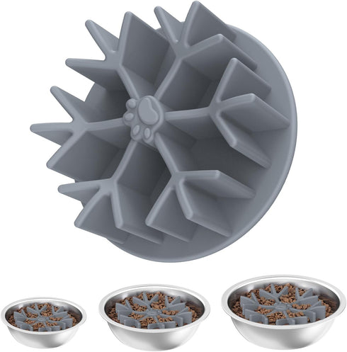 ORIA Slow Feeder Dog Bowls Insert, Puzzle Feeder Insert for Dog, Soft Silicone Slow Eating Puppy Food Bowl, Washable Slow Eating Dog Bowl with Suc...