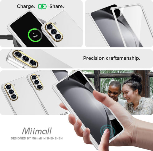 Miimall for Fold 5 Case with Screen Protector, Skin-Touch Texture HD Screen Protector Slim Case for Z Fold 5 - Silver......
