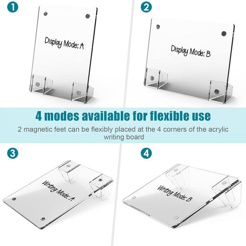 Clear Acrylic White Board 8x6 Inches, Frameless Desktop Dry Erase Board with Flexible Magnetic Stand and Markers, Mini Whiteboard Desk Accessories...