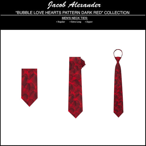 Jacob Alexander Men's Happy Valentine's Bubble Love Hearts Pattern Pre-Tied Zipper Neck Tie - Dark Red...