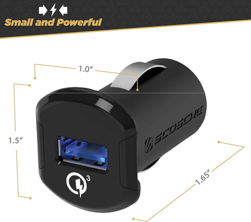 Scosche USBCQC-RP 18W Qualcomm Quick Charge 3.0 Car Charger compatible with all Qualcomm 3.0, 2.0, Samsung Adaptive Fast Charge and USB Devices...