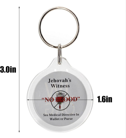 Round Jw.org No Blood Double Sided Key Chain-20 Pieces Pack...