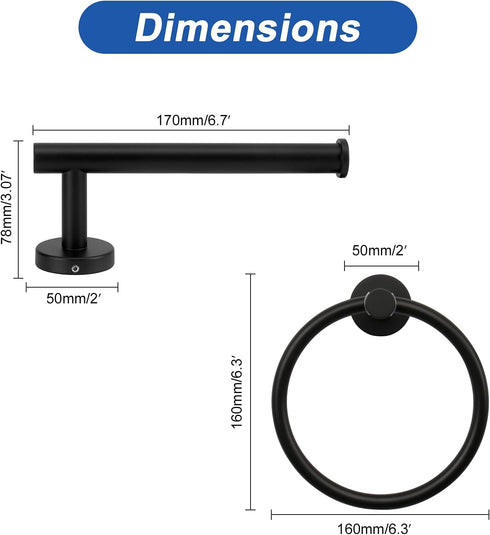 NearMoon 2 Pieces Bathroom Hardware Accessories, Towel Ring and Toilet Paper Holder- Stainless Steel Bathroom Towel Hanger and Hand Towel Holder, ...