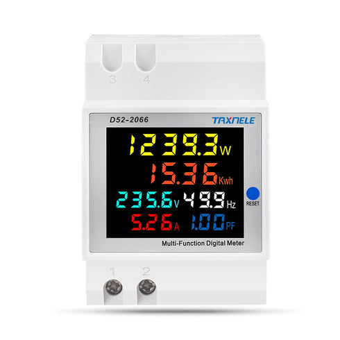Single Phase Energy Meter Tester Din Rail Electricity Usage Monitor 6 in 1 Multimeter AC 40-300V 100A Voltage Current Voltmeter Ammeter Watt Kwh F...