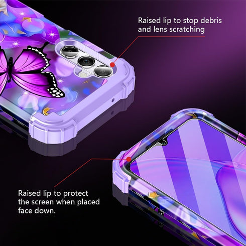 Rancase for Galaxy A15 5G Case,Three Layer Heavy Duty Shockproof Protective Case with 2 Tempered Glass Screen Protector for Samsung Galaxy A15 5G ...