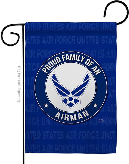 Breeze Decor Proud Family Airman Garden Flag Armed Air Force USAF United State American Military Veteran Retire Official House Decoration Banner S...