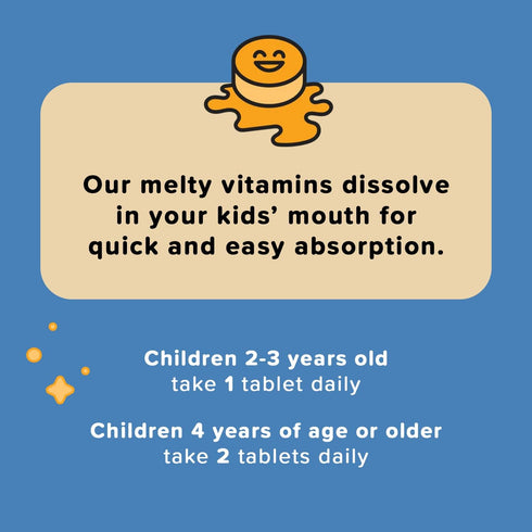 Renzo's Hercules Calcium Supplement with Vitamin D3 & K2 - Dissolvable - for Ages 2+ - Kids Vitamins - 60 Grape-Flavored Melty Tabs...