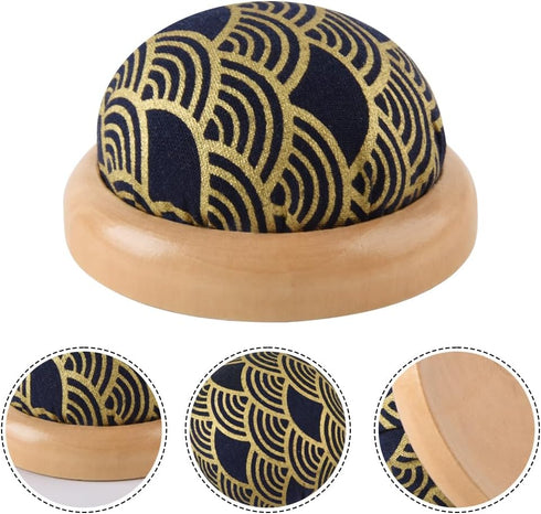 Round Pin Cushion, Wooden Base Cute Needle Pincushions Japanese Style Pin Cushions Needle Holders for Sewing Quilting Accessory or DIY Crafts.Blac...
