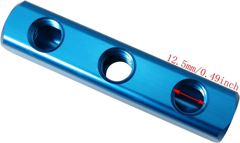 Pneumatic Manifold Block Splitter 2PCS 1/2Inch 3 Way 6 Port Aluminum Air Hose Coupler Distribution Block Bar Line Splitter Manifolds...