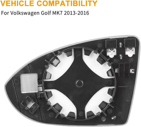 X AUTOHAUX Passenger Right Side Mirror Glass Replacement Heated with Backing Plate for Volkswagen Golf MK7, for Volkswagen Jetta 2019-2021, for Vo...