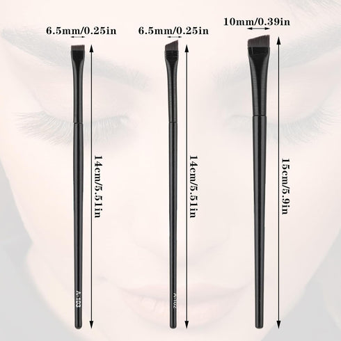 3 Pcs Fine Angled Eyeliner Brush Thin Eyebrow Brush Set Precision Gel Eye Liner Brush Brow Tint Brush Fine Angled Tinting Brushes Ultra Thin Slant...