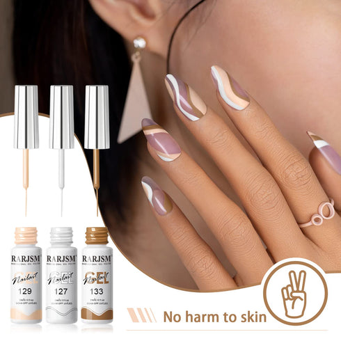 RARJSM Gel Paint for Nail Art Nude Liner Gel Nail Polish Set 12 Colors 5ml Pink Brown Line Art Gel Polish Build in Thin Sharp Brush for Swirl Nail...