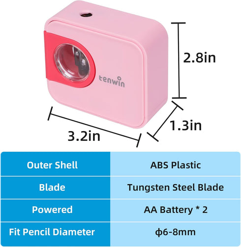 Portable Electric Pencil Sharpener, Pencil Sharpeners Battery Operated, Tungsten Steel Blade to Fast Sharpen, Kids Pocket Sharpener, Fit to 6-8mm ...