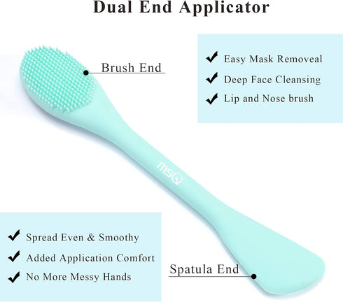 MSQ Silicone Face Mask Brush, Soft Facial Cleansing Scrubber, 2 Pack Double-End Facial Mask Brush for Mud, Clay, Charcoal Mixed Mask, DIY, Skincar...