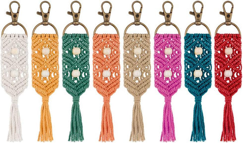 Macrame Keychains Boho Bag Tassels Handcrafted Accessory for Car Key...