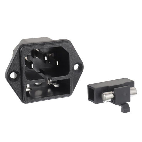 AC 250V 10A 2 in 1 Mount Inlet Module Plug Socket Power Entry Connector Male Blades with 10A Fuse and 18 AWG Extension Cable...