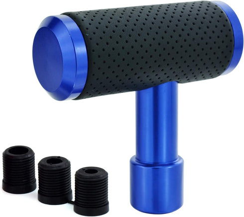 T Handle Shifter Car Knob, Joystick Style Alloy Cover with Leather Gear Stick Lever Shift Fit Most Automatic Manual Transmissions, Blue-Black...