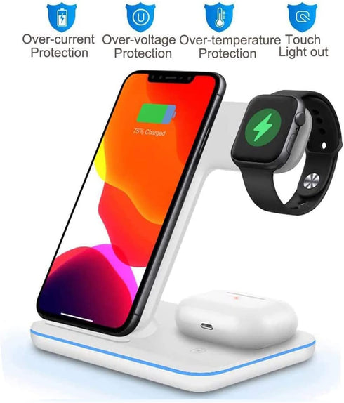 Wireless Charger, 3 in 1 Wireless Charging Station for Apple iWatch 7/SE/65/4/3/2 AirPods 2/3/Pro Qi Certified Fast Charging Stand for iPhone 14/1...