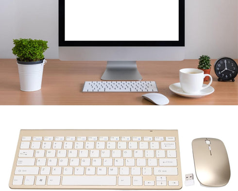 Keyboard Mouse Set 2.4G USB Thin Ergonomic Mute for Computer (Luxury Gold Color)...