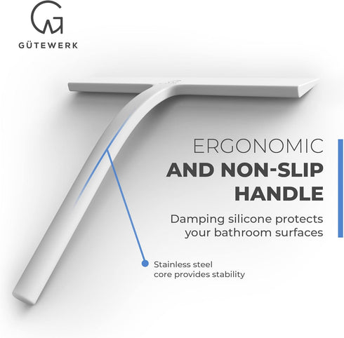 GÜTEWERK Shower Squeegee for Glass Doors, Squeegee for Shower Glass Door, Rubber Shower Squeegee for Shower Doors, Shower Door Squeegee for Window...