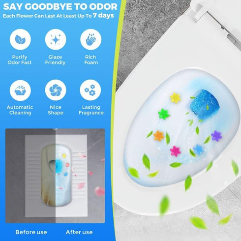 6Pcs Toilet Bowl Cleaner, 6 Kinds of Scent Toilet Cleaner Gel Stamp Kit for Bathroom Clean, Flower Toilet Gel Stamp,Toilet Stamp Cute Shape Includ...