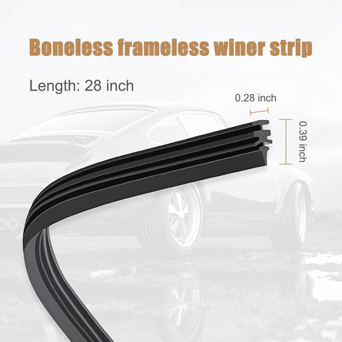4 PCS Car Wiper Strip, 28" Boneless Structure Car Windshield Cleaning Wiper Strip, DIY Length Auxiliary Cleaning Replacement Accessory, Suitable f...
