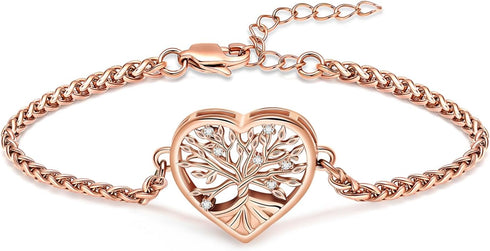 shajwo Cremation Jewelry Tree of Life Heart Urn Bracelet for Human Ashes for Women Men Adjustable Memorial Keepsake Link Bracelet...