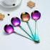 Berglander Rainbow Soup Spoons of 4, 7.5" Stainless Steel Titanium Plating, Multicolor Round, Easy To Clean, Dishwasher Safe...