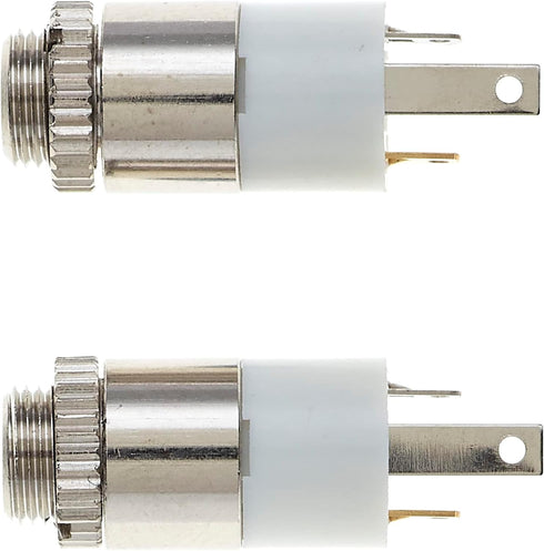 2.5mm Jack Socket, Stereo, Chassis - Panel Plating Mount Solder Connector with 2 Terminals and Locking Nut, for Headphones Audio - Pack of 2...