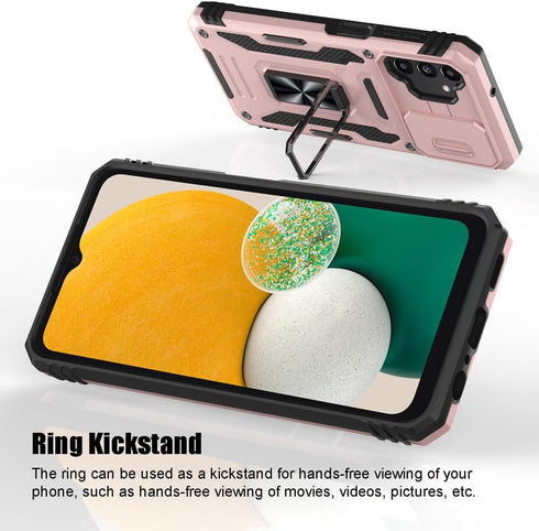 for Samsung Galaxy A13 5G Case, for Galaxy A13 4G Case, Shockproof Phone Case & Sliding Camera Cover & Ring Holder Kickstand with Screen Protector...