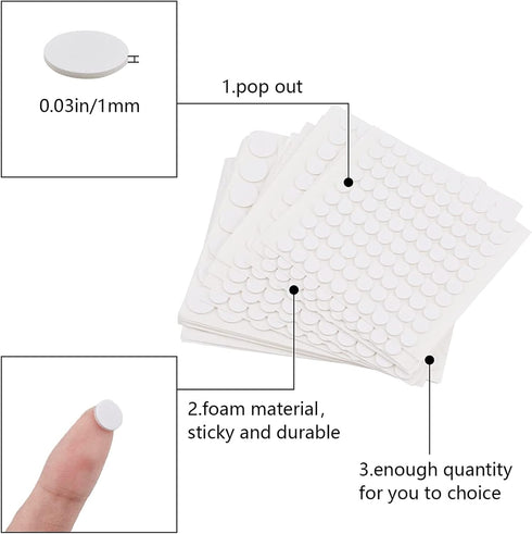 WANDIC 824 Pcs Sided Adhesive Foam Dots, 10 Sheets 3 Sizes Dual-Adhesive Foam dots Round 3D Pop Foam Dots Adhesive Mount for Scrapbooking Office C...