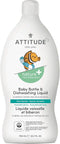ATTITUDE Baby Dish Soap and Bottle Cleaner, EWG Verified Dishwashing Liquid, No Added Dyes or Fragrances, Tough on Milk Residue and Grease, Vegan,...