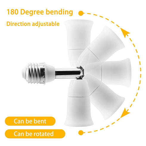 E26/E27 Light Socket Extender, 4.5 Inch Extension,Adjustable Vertical 90°Horizontal 360°, 100V - 250V, Max 150W, Medium Screw Base Light Converter...