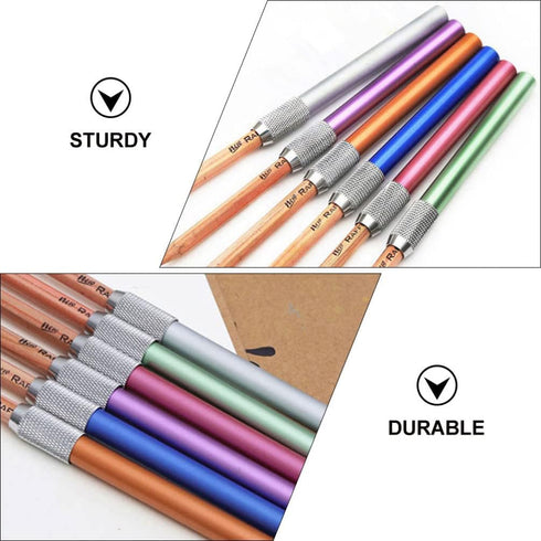 Operitacx 8pcs Stainless Steel Pencil Extenders Crayon Extenders Pen Extenders Pencil Extender Holder Pencil Lengthener Holder for Office Sketch A...