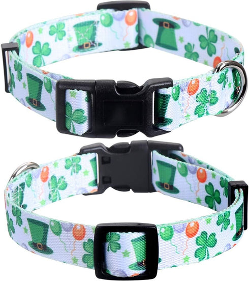 2 Pack St.Patrick's Day Dog Collar Adjustable Four Leaf Clover Small...