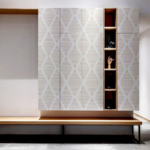 Modern Stripe Peel and Stick Wallpaper Beige and White Contact Paper 17.7” x 78.7” Geometric - Self Adhesive Removable Decorative Wallpaper for Be...