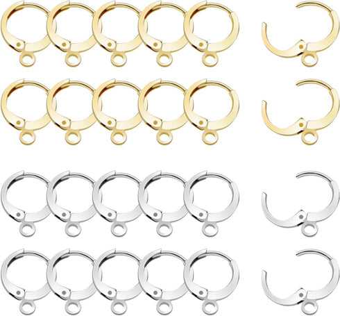 80 PCS Leverback Earring Hooks Hypoallergenic Earring Hooks Stainless Steel Earring Hooks Round French Hook Clasps Ear Wire Earring Supplies Findi...