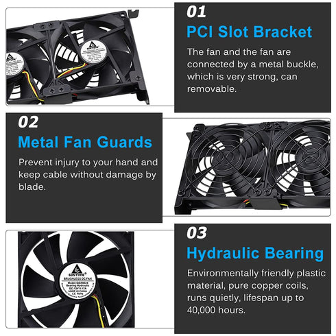 GDSTIME Graphic Card Fans, Graphics Card Cooler, Video Card Fan, PCI Slot Dual 90mm 92mm Fans, VGA Cooler...