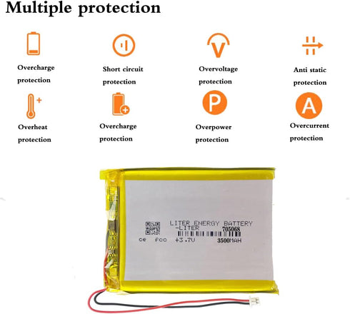 3.7V 705068 3500mAh Lithium Polymer ion Battery Rechargeable Polymer Battery Pack for RG35XX with JST 1.25m Connector...