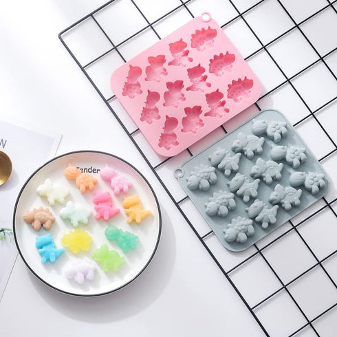 2 Pack Cute Dinosaur Silicone Molds 12 Cavity 3D Dinosaur Themed Baking Mould Tray DIY Baking Tool for Chocolate Cake Dessert Candy Mousse Pastry ...