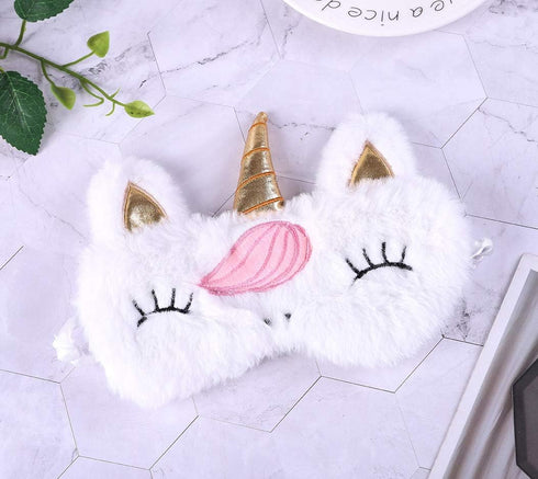 2 Pack Cute Animal Sleep Mask for Girls Cute Unicorn Soft Plush Blindfold Sleep Masks Eye Cover for Women Girls Travel Nap Night Sleeping...