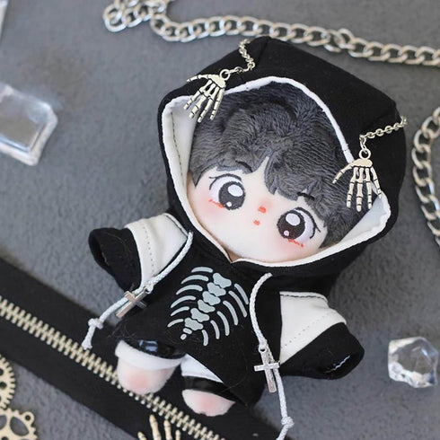 niannyyhouse 10cm Plush Doll Clothes Hoodie Color Blocked Pants Black and White Outfit Doll Accessories (Black)...