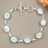 Oval Shape Natural Gemstones Statement Bracelet for Women - 925 Silver Plated Handmade Birthstone Bohemian Vintage Style Women's Jewelry Gifts for...