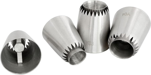 Sultan Piping Nozzle 4PCS 304 Stainless Steel Russian Piping Tips Sultan Ring Baking Mold Icing Nozzle Cookies Cupcake Icing Decorating Supplies D...