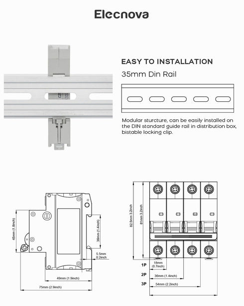 6-63A Miniature Circuit Breaker, AC 1 Pole 230V 50 amp Breaker, DIN Rail Mounted Circuit Breakers, Overload, Short-Circuit Tripping, MCB, 110V / 1...