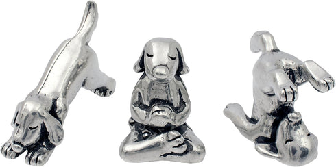 Basic Spirit Yoga Dog Figurine Set (Pewter)-Mini 3 pc. Set...
