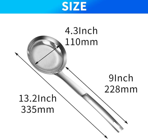 TBWHL Multi-functional Hot Pot Fat Skimmer Spoon - Stainless Steel Fine Mesh Food Strainer for Skimming Grease and Foam DIA 4.4"...