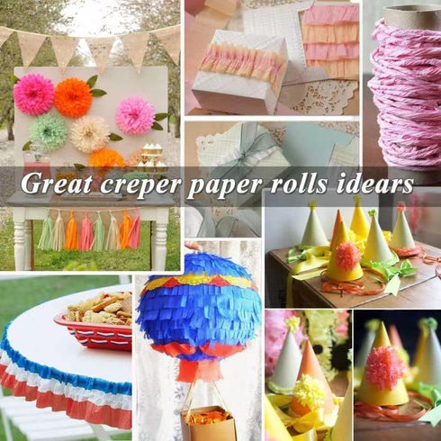 Crepe Paper Streamers 656ft 8 Rolls, Pack of Green, White and Gold Party Streamers for Birthday Wedding Baby Bridal Shower Decorations Christmas C...