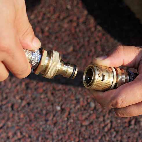 Garden Hose Quick Connect Solid Brass 3/4 inch GHT External Thread Easy Connect Fittings No-Leak Water Hose Male Quick Connector and Female produc...
