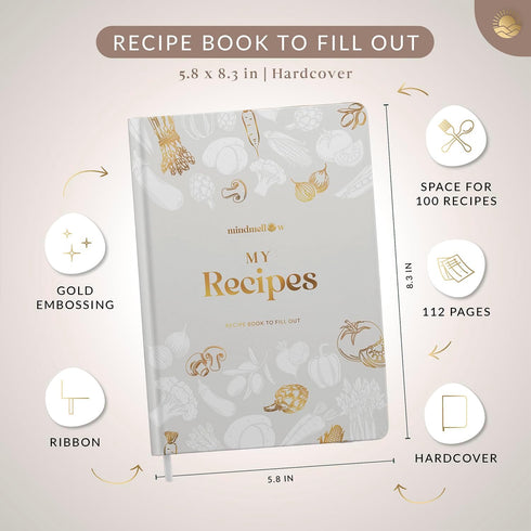 Recipe Book A5 Salt - blank Hardcover DIY Cookbook for 100 recipes - Collect and Personalize Your Favorite Recipes - write your own recipes...